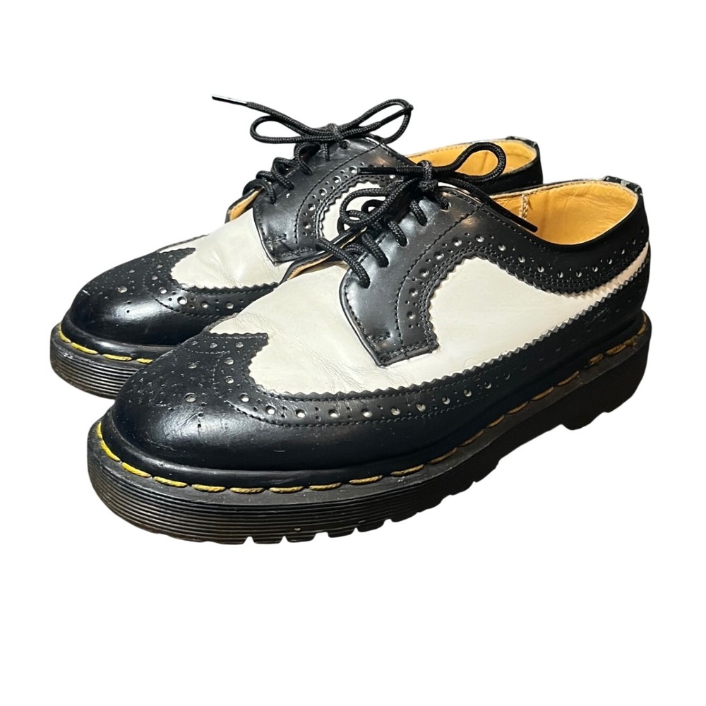 Dr. Martens Wingtip Shoes Size 3 UK 5 US Wom Black White Brogue Made in England‎